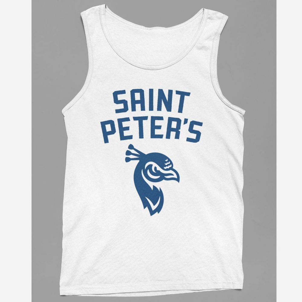 NEW Saint Peters Peacocks Arch Wordmark Logo Tank Top WHITE